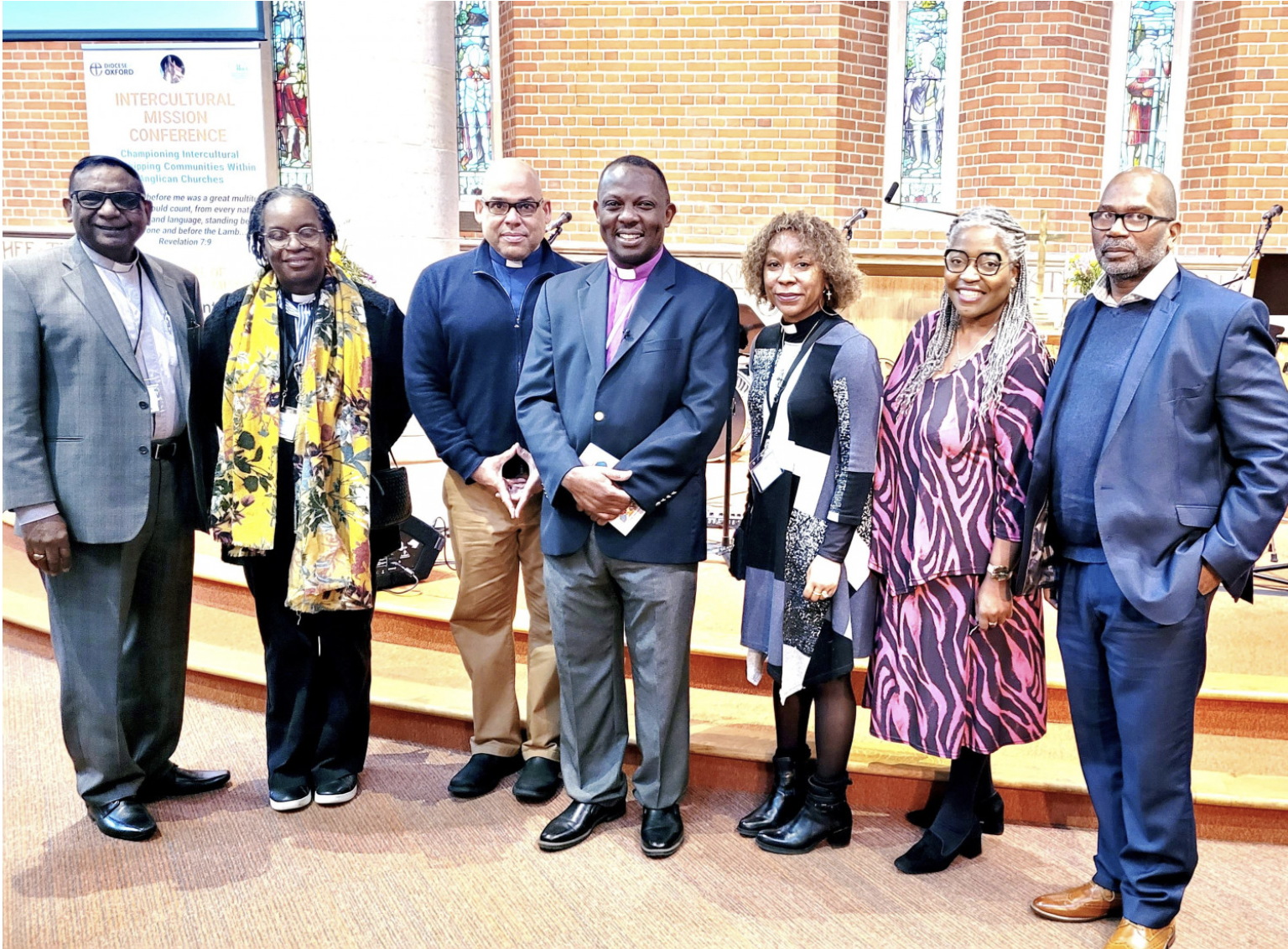 Members of Lichfield's RJITG and others: Gilbert David, Sharon Prentis, Guy Hewitt (Church of England Director of Racial Justice) Rt Revd Dr Tim Wambunya (Conference Chair) Jassica Castillo-Burley, Debbie Parkes and Andy Wynter