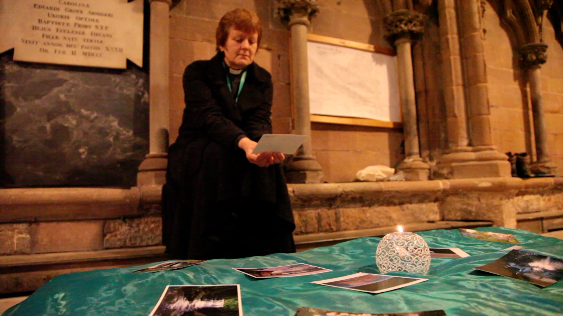 Canon Pat Hawkins planning ideas for prayer stations at the Beacon Event, Lichfield Cathedral, 4 June 2017